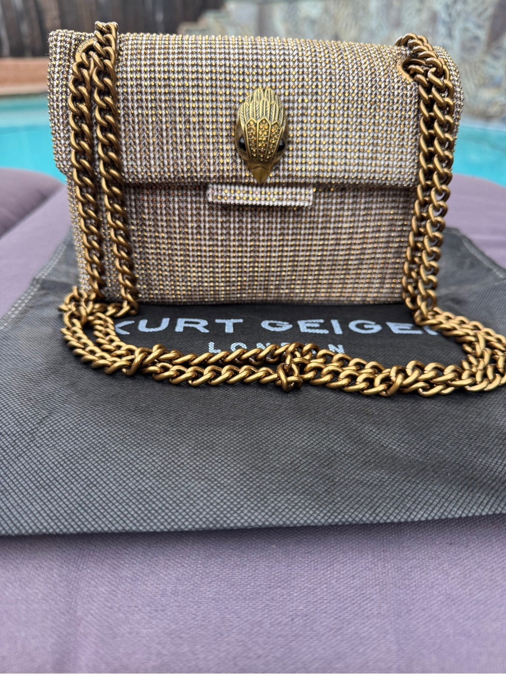 NWT Kurt Geiger Mini Kensington Crystal Houndstooth Shoulder Crossbody Bag - Picture 14 of 16